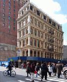 The expansive cast-iron facades of 287 Broadway seen from the north. The building was designated a landmark in 1989.