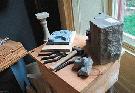 DAN OREILLY - A table of demonstration stones and stone cutting tools from Traditional Cut Stone is one of the exhibits on display at the Workers Arts and Heritage Centre in Hamilton, Ont. until Dec. 20.