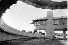 The home of David Wright in Phoenix, designed by his father, Frank Lloyd Wright, and photographed by Pedro Guerrero. 